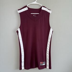 Nike Men’s Dri-Fit Sleeveless Jersey Size M Maroon White Basketball Shirt Tee